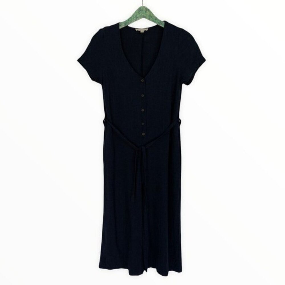 Grade And Gather Women Small Navy Jumpsuit Cropped‎ Linen Blend Summer
